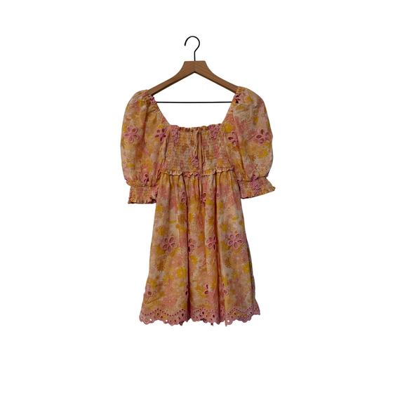 For Love And Lemons Claire Puff Sleeve Eyelet Mini Dress - Picture 2 of 5